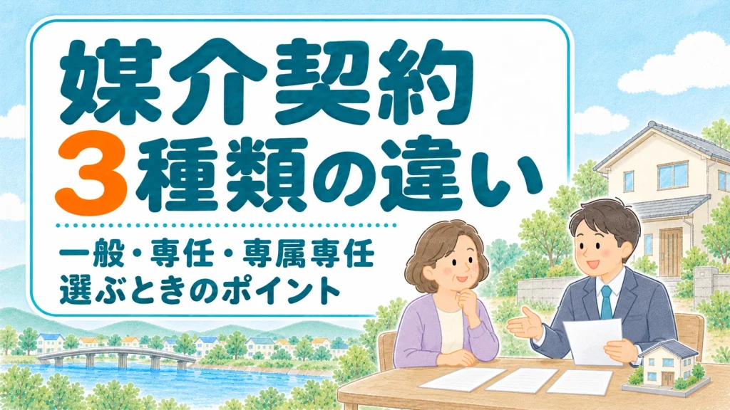 媒介契約3種類の違い。一般媒介契約、専任媒介契約、専属専任媒介契約